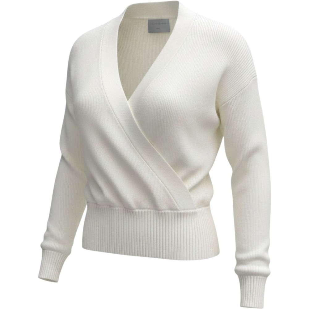 Modern Citizen MC21T176 Cream White Ribbed Wrap Surplice Sweater Large